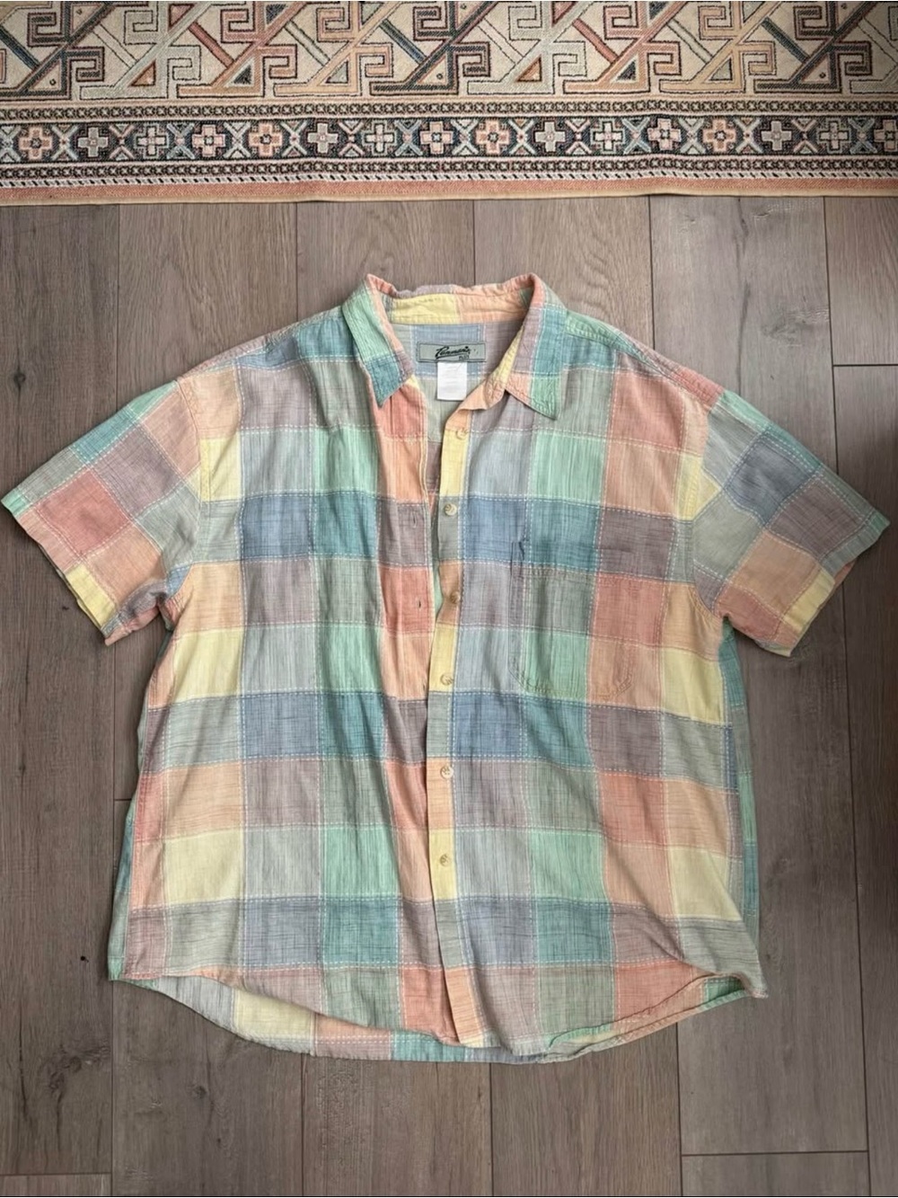 Vintage Penmans Pastel Plaid Short-Sleeve Shirt